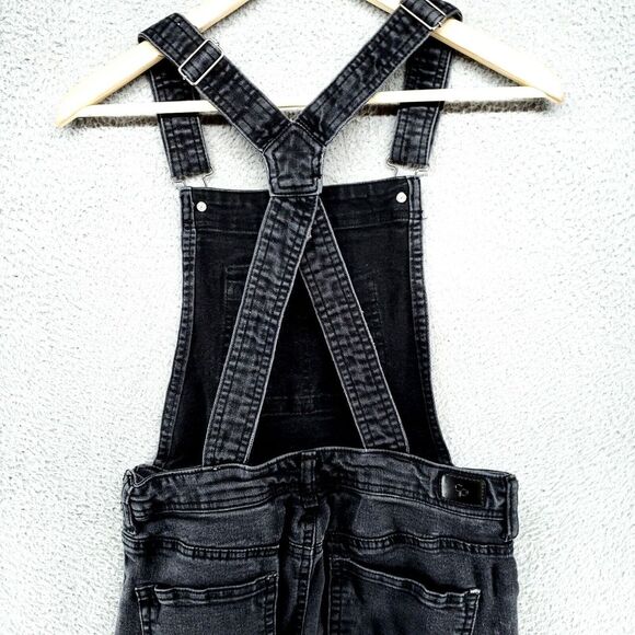 CELEBRITY PINK Boyfriend Destructed Denim Overalls Women 7/28 Racer Back Fade - Picture 11 of 16